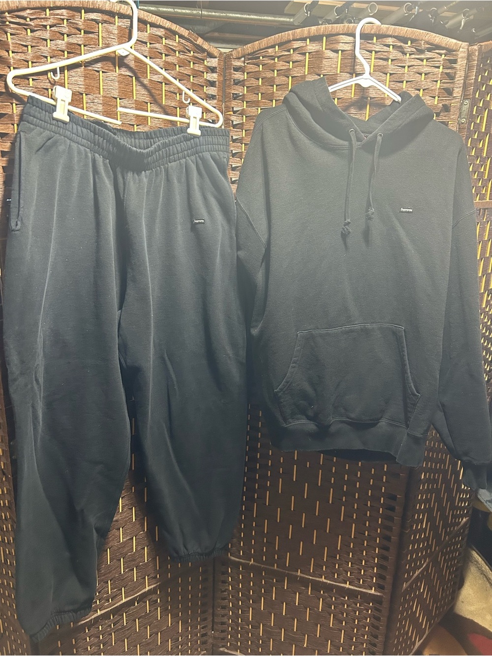 Black Hoodie and Sweatpants Set - Supreme Mini Logo